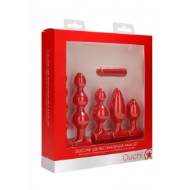 Красный анальный вибронабор USB-Rechargeable Anal Set