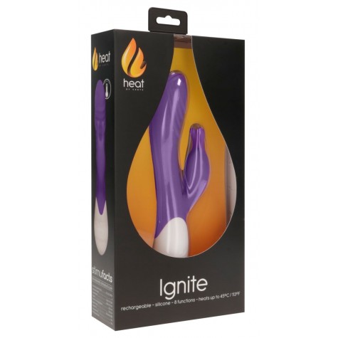 Фиолетовый вибратор-кролик G Ignite с функцией нагрева - 20,8 см.