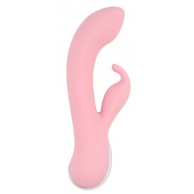 Нежно-розовый вибратор со стимулятором клитора Intimate G Rabbit - 18 см.